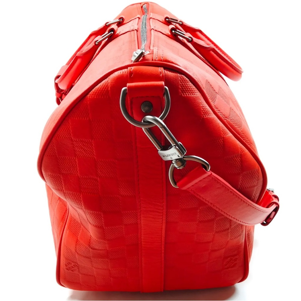 Louis Vuitton Keepall Bandouliere Bag Damier Infini Leather 45 - Red/Orange - Picture 3 of 9